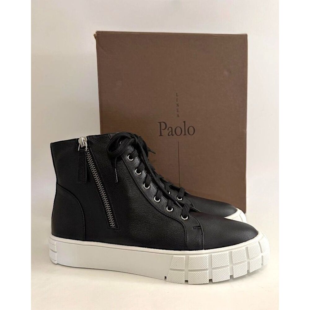 Linea Paolo Gio Black Tumbled Leather Sneaker, New! Size 8.5 M